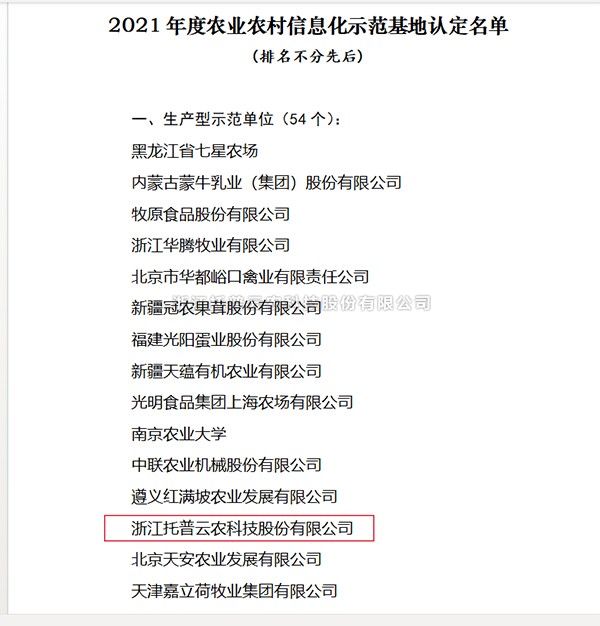 托普云農(nóng)入選2021年度全國農(nóng)業(yè)農(nóng)村信息化示范基地